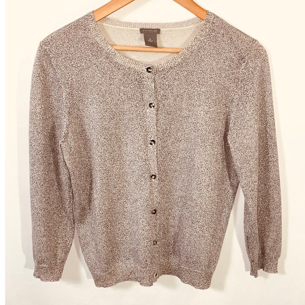 Ann Taylor Metallic Silver Cardigan Sweater - Women's Size M